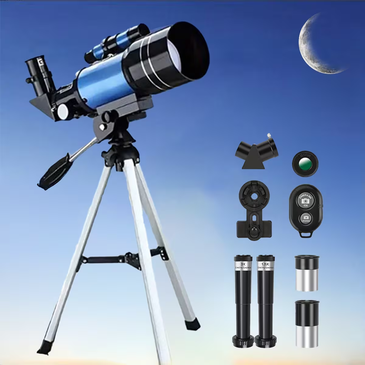 150X Astronomical Telescope 70mm Aperture with Tripod Phone Holder