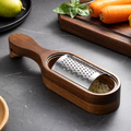 1pc Stainless Steel Cheese Grater with Acacia Wood Storage Box, Cheese Grating