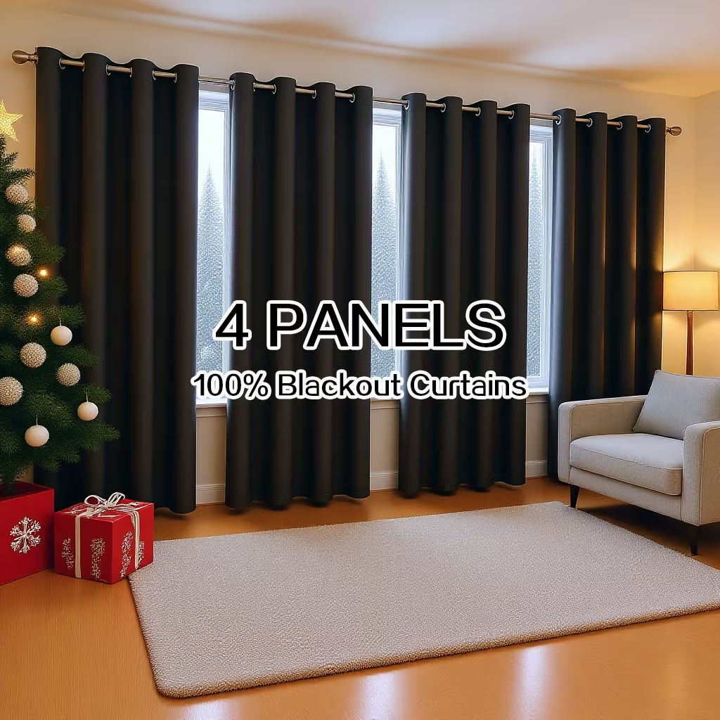 100% Blackout Curtains Thermal Insulated Noise Reducing Window Panels