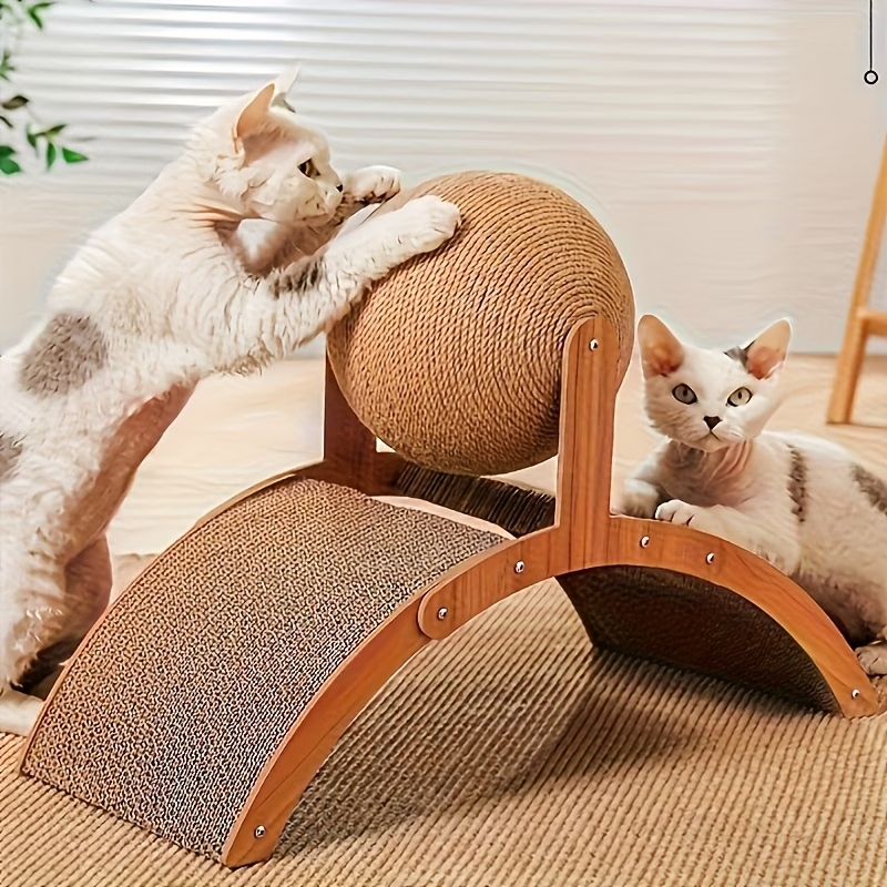 2in1 Cat Scratcher Sisal Scratching Post Pad w/ Hanging Ball for Kittens