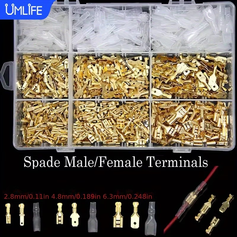1051PCS Male Female Spade Connector Crimp Terminal Wire Kit Set