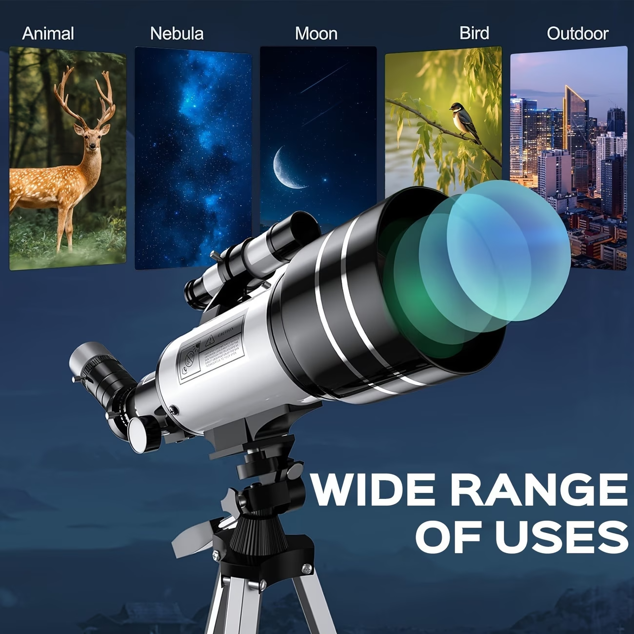 150X Astronomical Telescope 70mm Aperture with Tripod Phone Holder