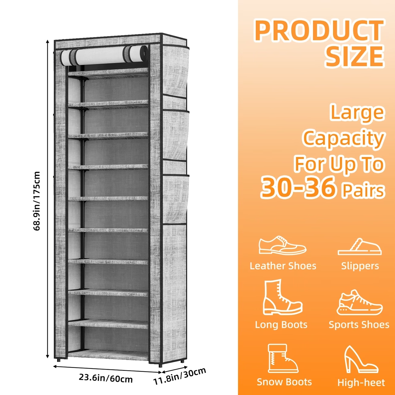 10 Tier Shoe Rack Storage Cabinet Organizer 50-56 Pairs Closet Entryway Tall