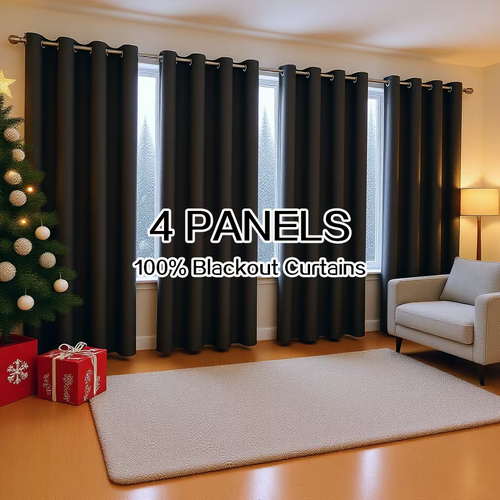 100% Blackout Curtains Thermal Insulated Noise Reducing Window Panels