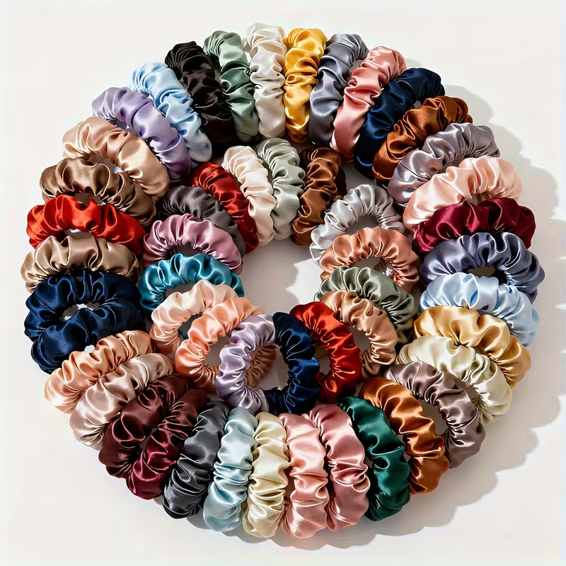 19PCS Satin Hair Elastics Scrunchies Set Thin Soft Stretchy Hair Ties