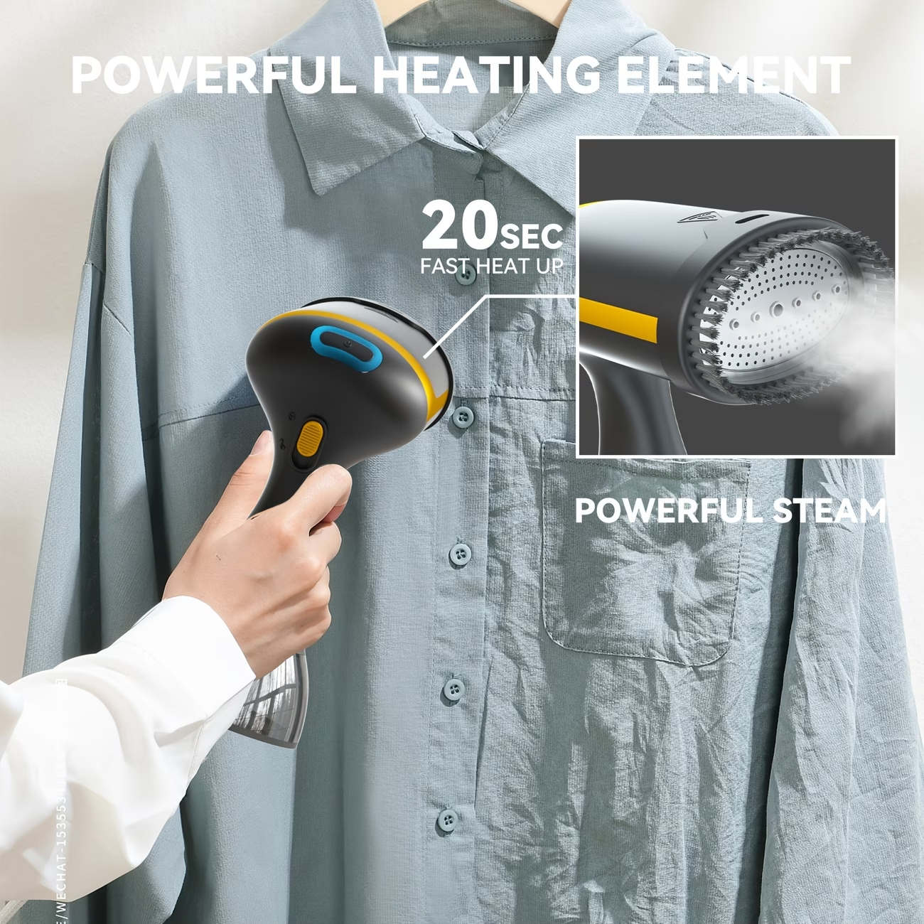 1100W Handheld Garment Steamer 20s Fast Heat Portable Clothes Steam Iron