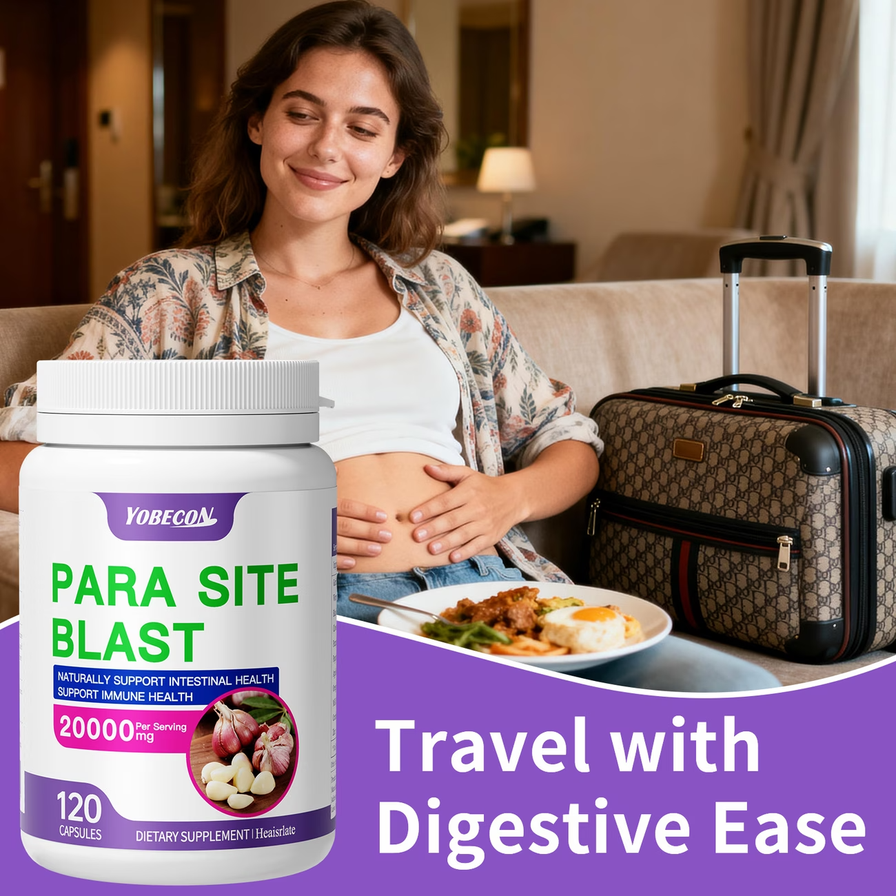 120 Caps Parasite Cleanse Supplement Garlic Wormwood Black Walnut Detox