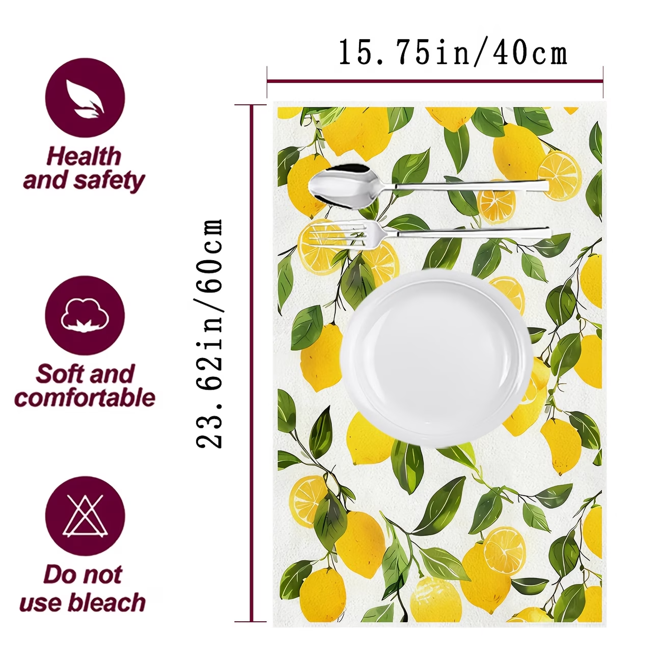 2PCS Lemon Kitchen Towels Soft Absorbent Microfiber Dish Cloth Set
