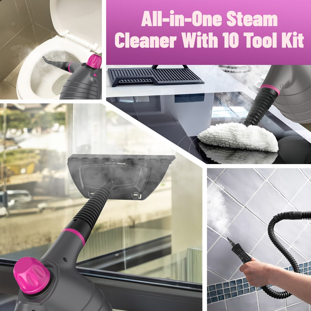1050W Handheld Steam Cleaner 12PCS Portable Multi Surface w/ Safety Lock
