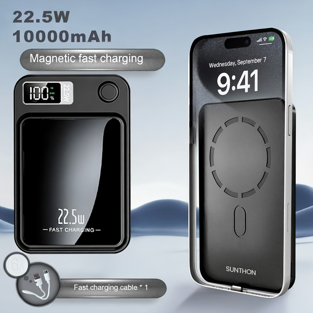 10000mAh Magnetic Wireless Power Bank 22.5W Fast Charge PD20W LED for iPhone And