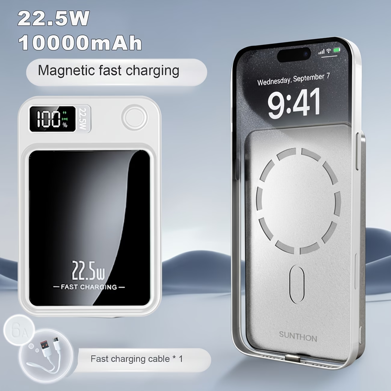 10000mAh Magnetic Wireless Power Bank 22.5W Fast Charge PD20W LED for iPhone And