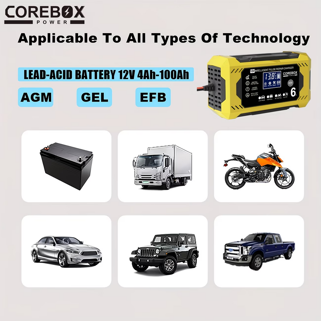 12V Smart Battery Charger 6A LCD Trickle Maintainer Car Motorcycle