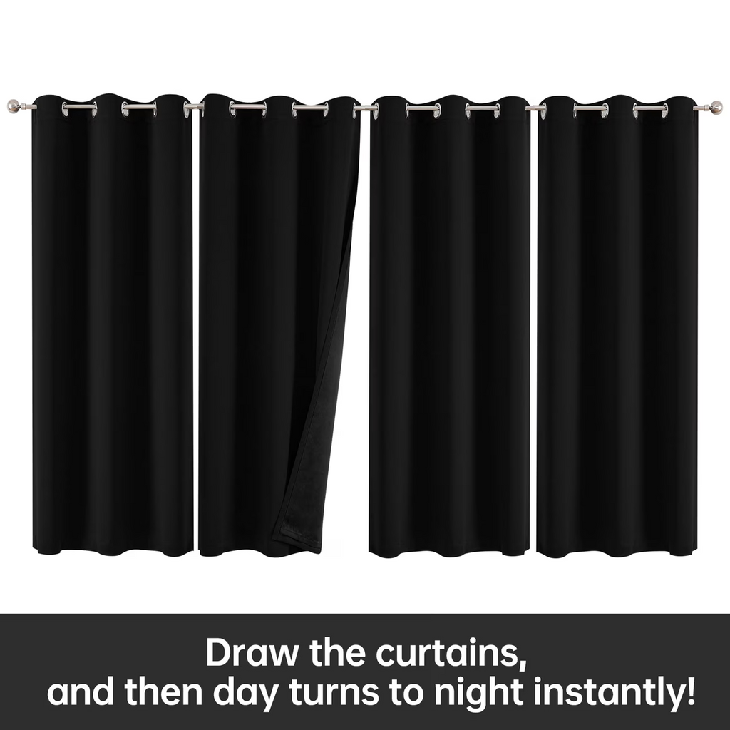 100% Blackout Curtains Thermal Insulated Noise Reducing Window Panels