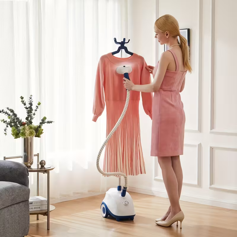 1500W Garment Steamer Vertical Rolling Clothes Steamer 60min Tank Fast Heat Comm