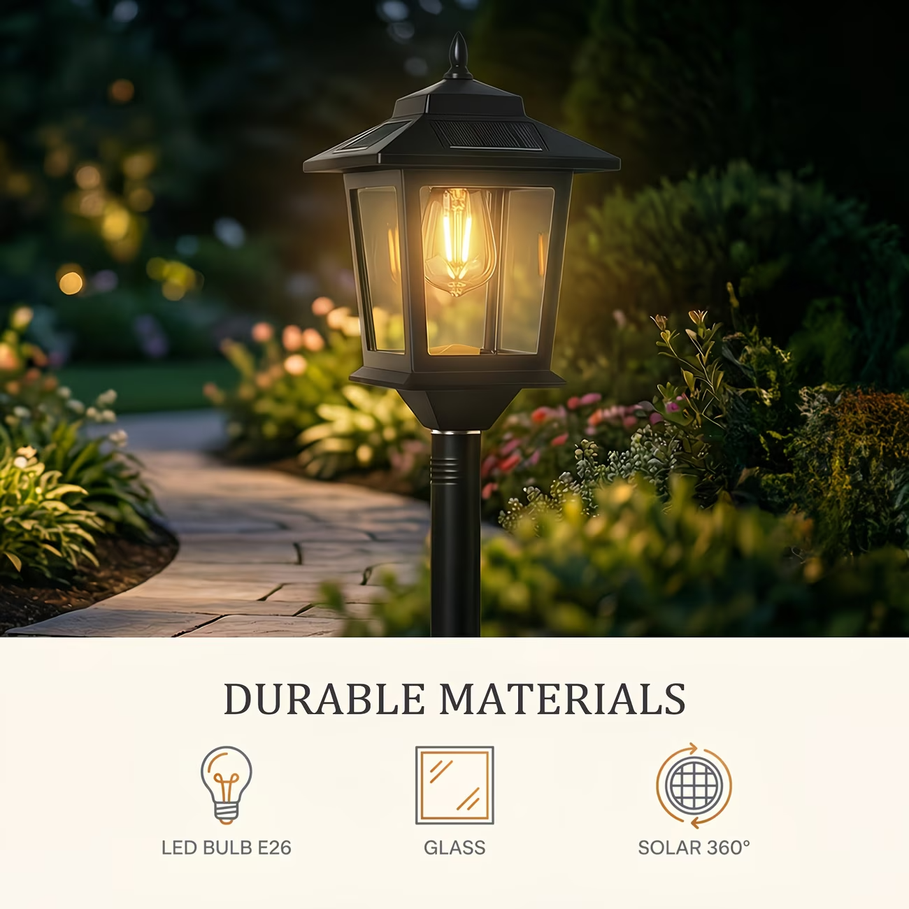 2 Pack Solar Lamp Post Lights 63in Outdoor Garden Pathway Lights 1800LM