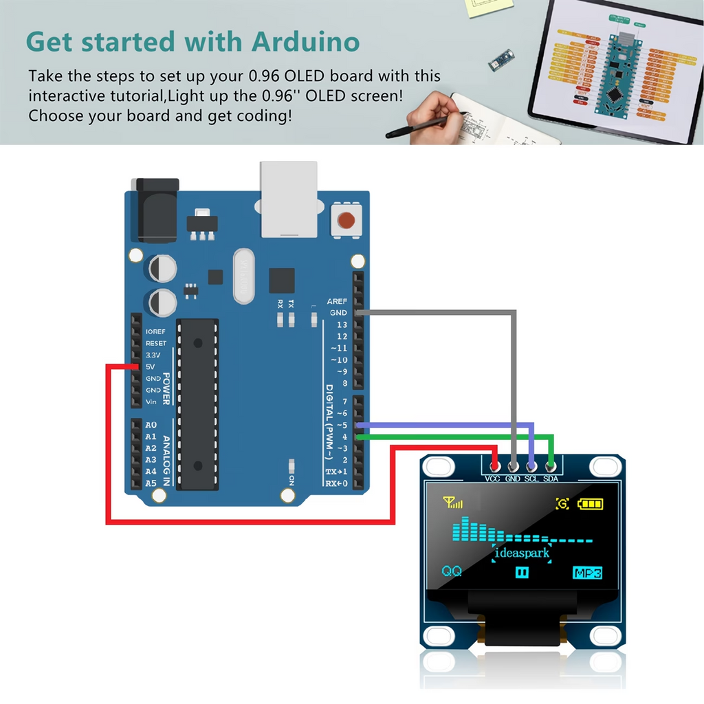 0.96" OLED Display Module 128x64 SSD1306 I2C for Arduino Raspberry Pi