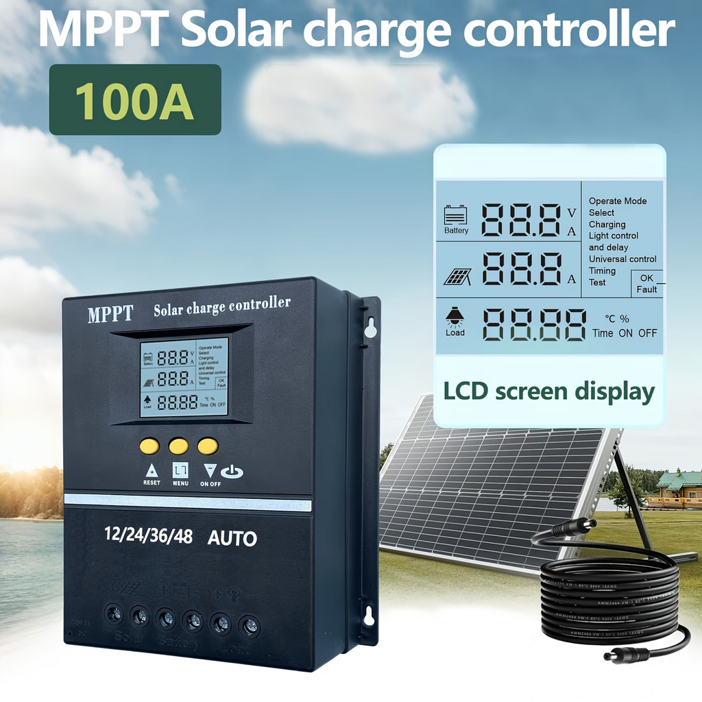 100A MPPT Solar Charge Controller LCD 12V-48V Battery Regulator