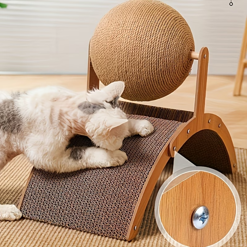 2in1 Cat Scratcher Sisal Scratching Post Pad w/ Hanging Ball for Kittens