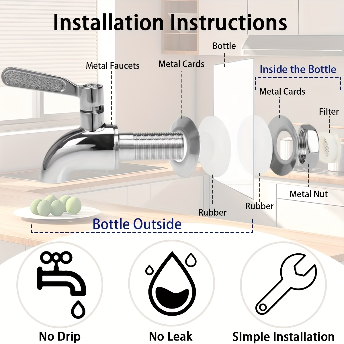 2 Pack Glass Drink Dispenser w/ Stand Spigot Fruit Infuser 1 Gallon