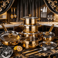 12PCS Stainless Steel Cookware Set Nonstick Pots Pans Induction Gas Gold