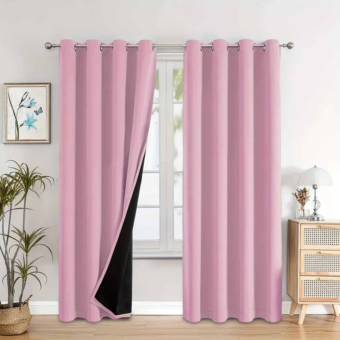 2PC 100% Blackout Curtains Thermal Insulated Noise Reducing Panels