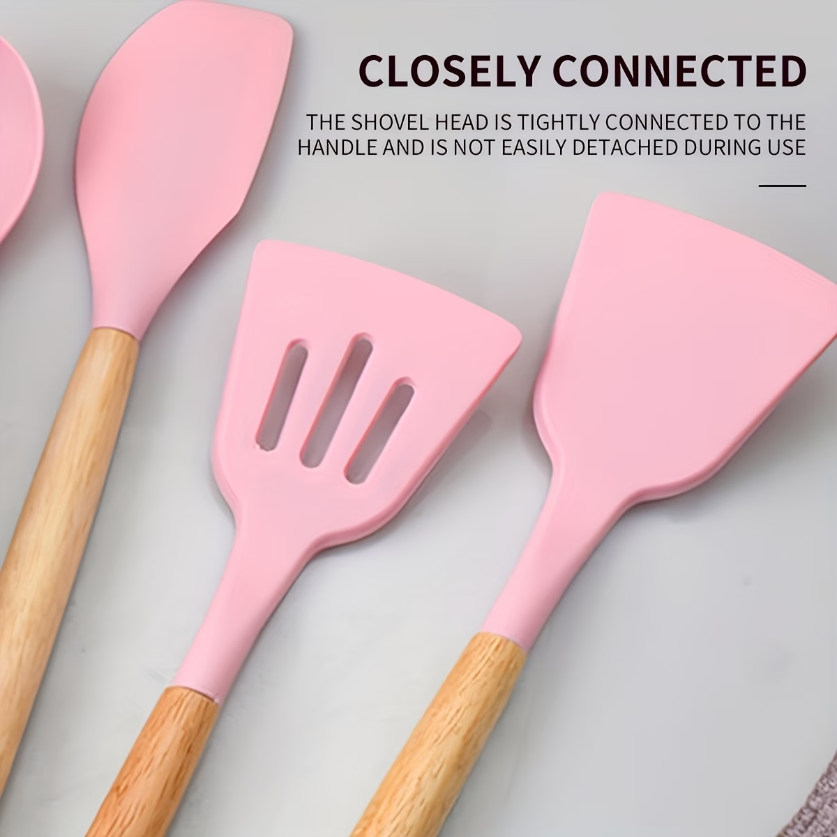 19PCS Silicone Kitchen Utensil Knife Set Nonstick Wooden Handle Tools