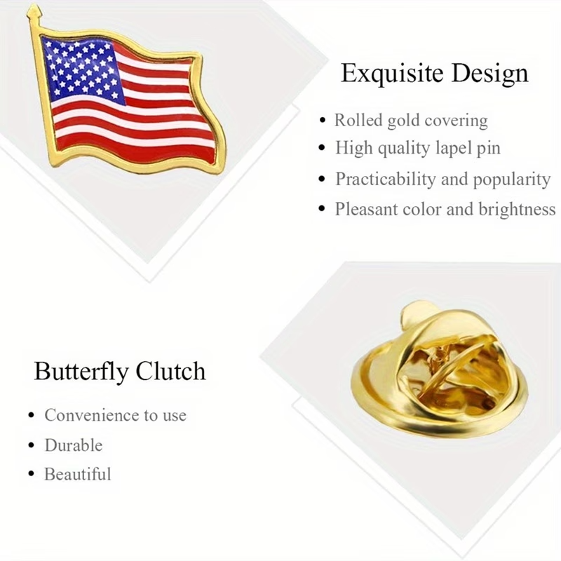 100 Pcs American Flag Lapel Pins USA Patriotic Enamel Brooch Badge Bulk Set