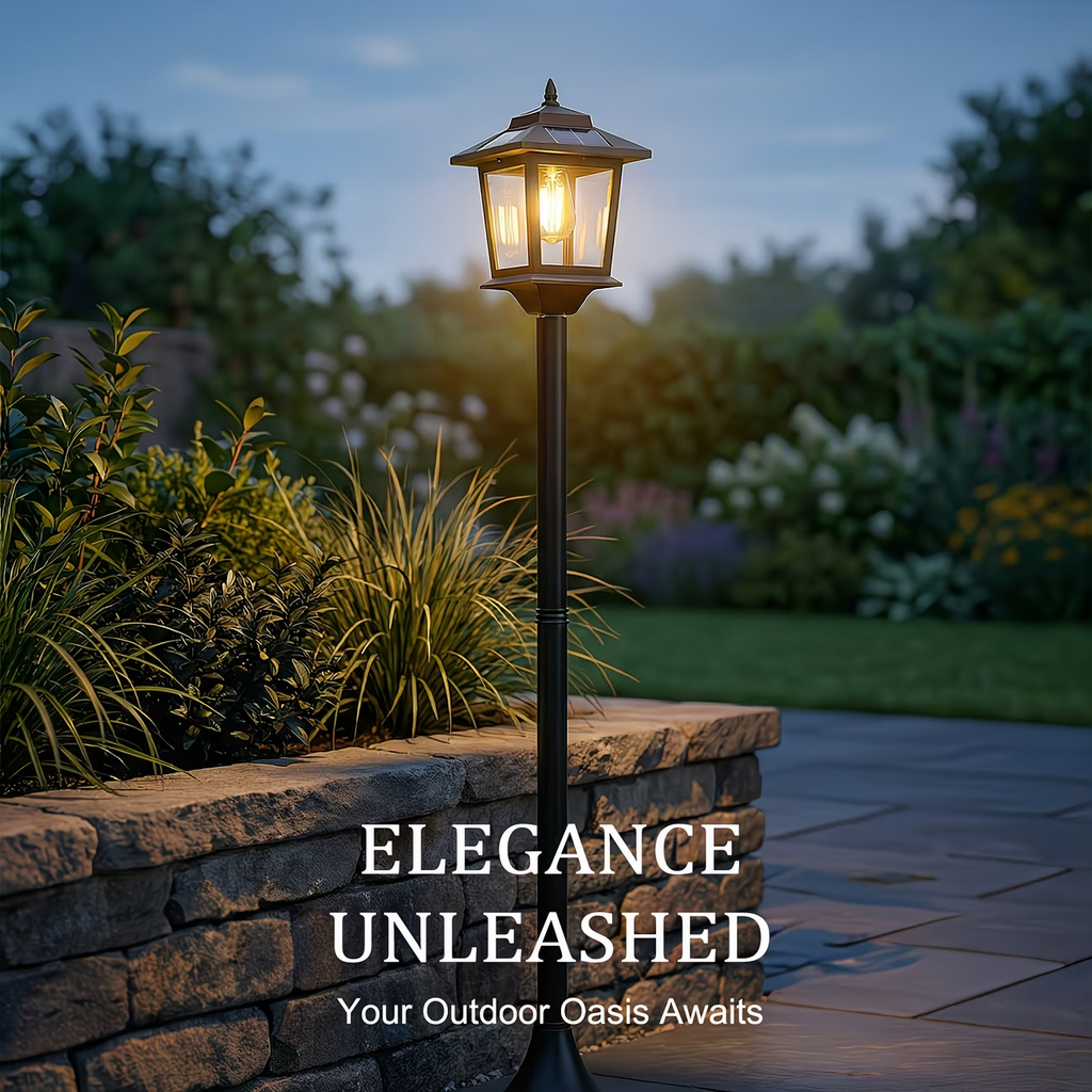 2 Pack Solar Lamp Post Lights 63in Outdoor Garden Pathway Lights 1800LM