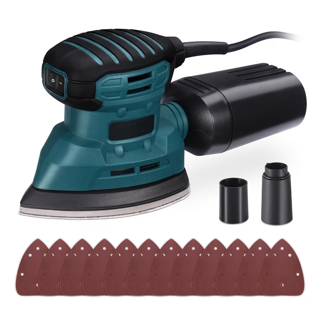 130W Detail Sander 12000RPM Hand Sander w/ Dust Collection 12 Sandpaper