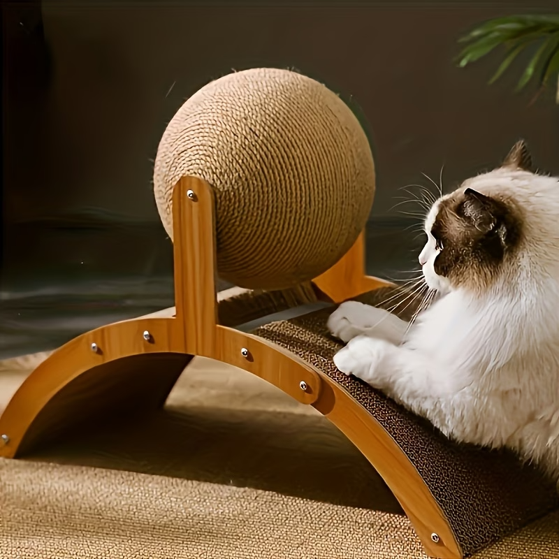 2in1 Cat Scratcher Sisal Scratching Post Pad w/ Hanging Ball for Kittens