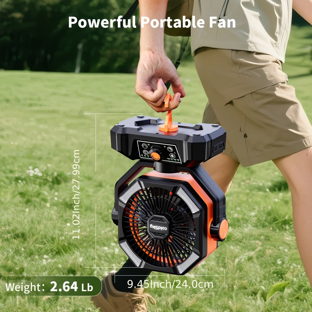 20000mAh Camping Fan Battery Powered Portable Fan LED Lantern Remote