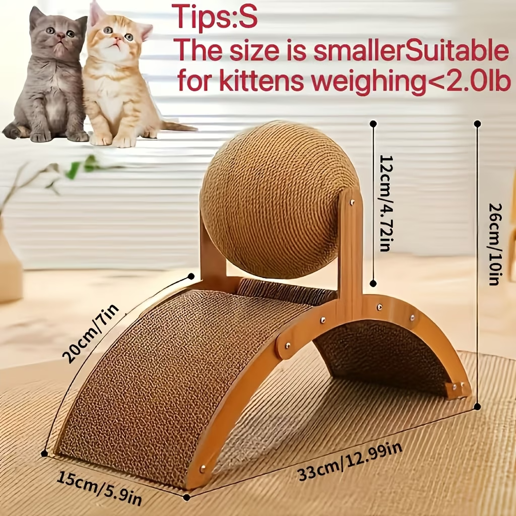 2in1 Cat Scratcher Sisal Scratching Post Pad w/ Hanging Ball for Kittens