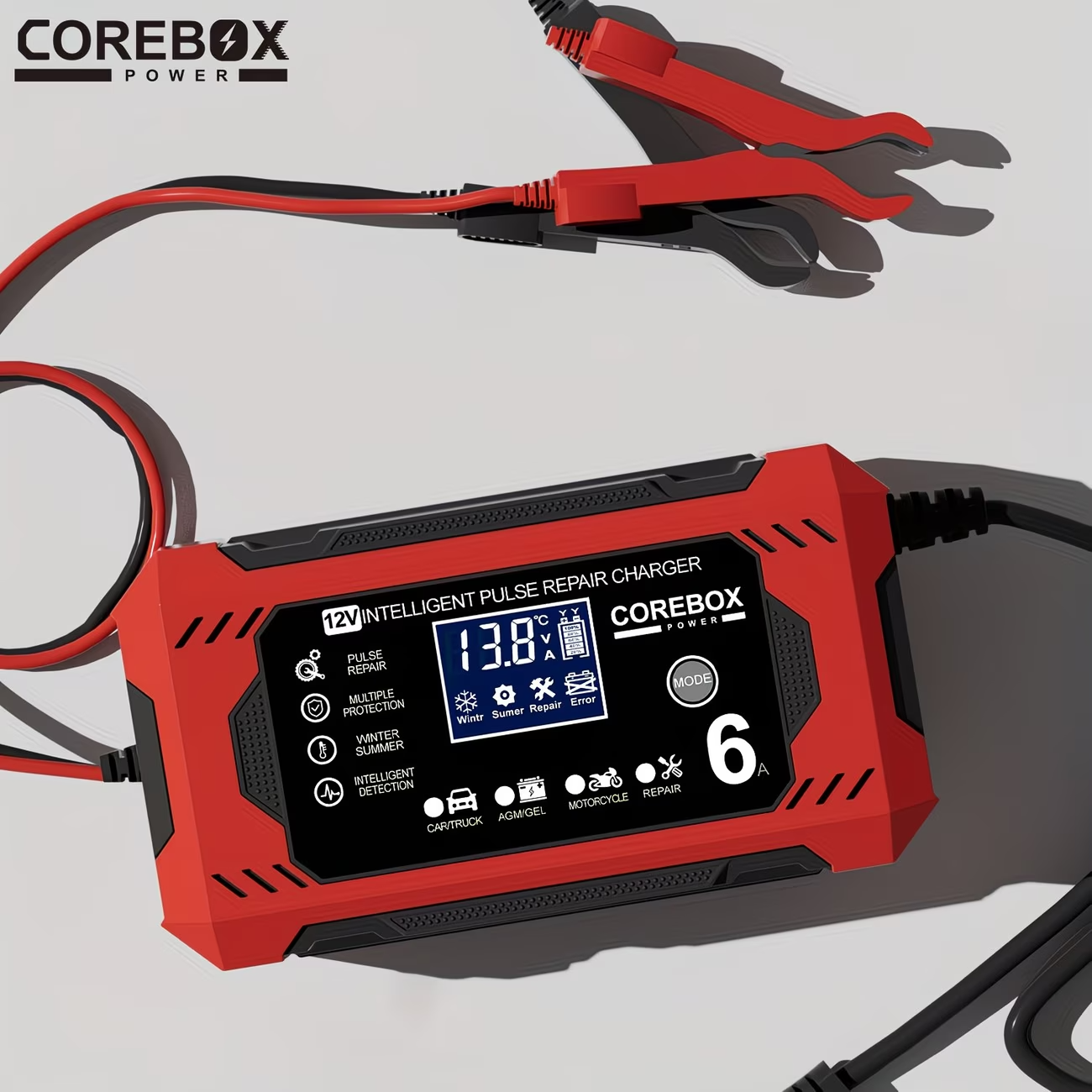 12V Smart Battery Charger 6A LCD Trickle Maintainer Car Motorcycle