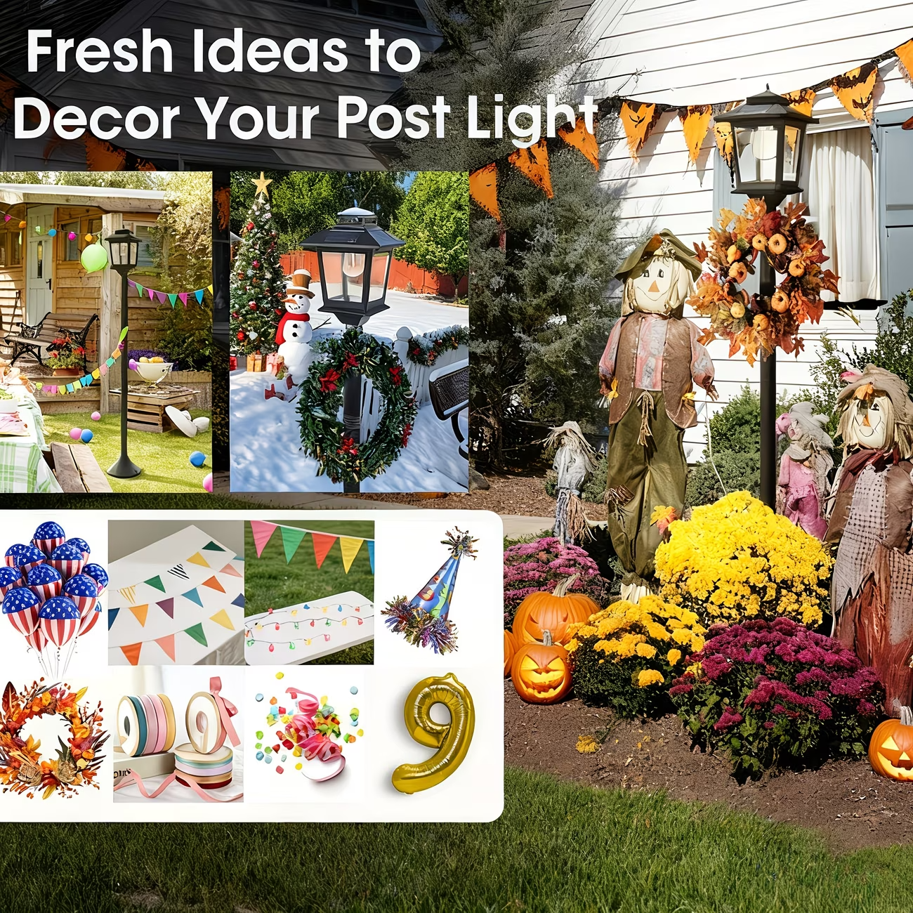 2 Pack Solar Lamp Post Lights 63in Outdoor Garden Pathway Lights 1800LM