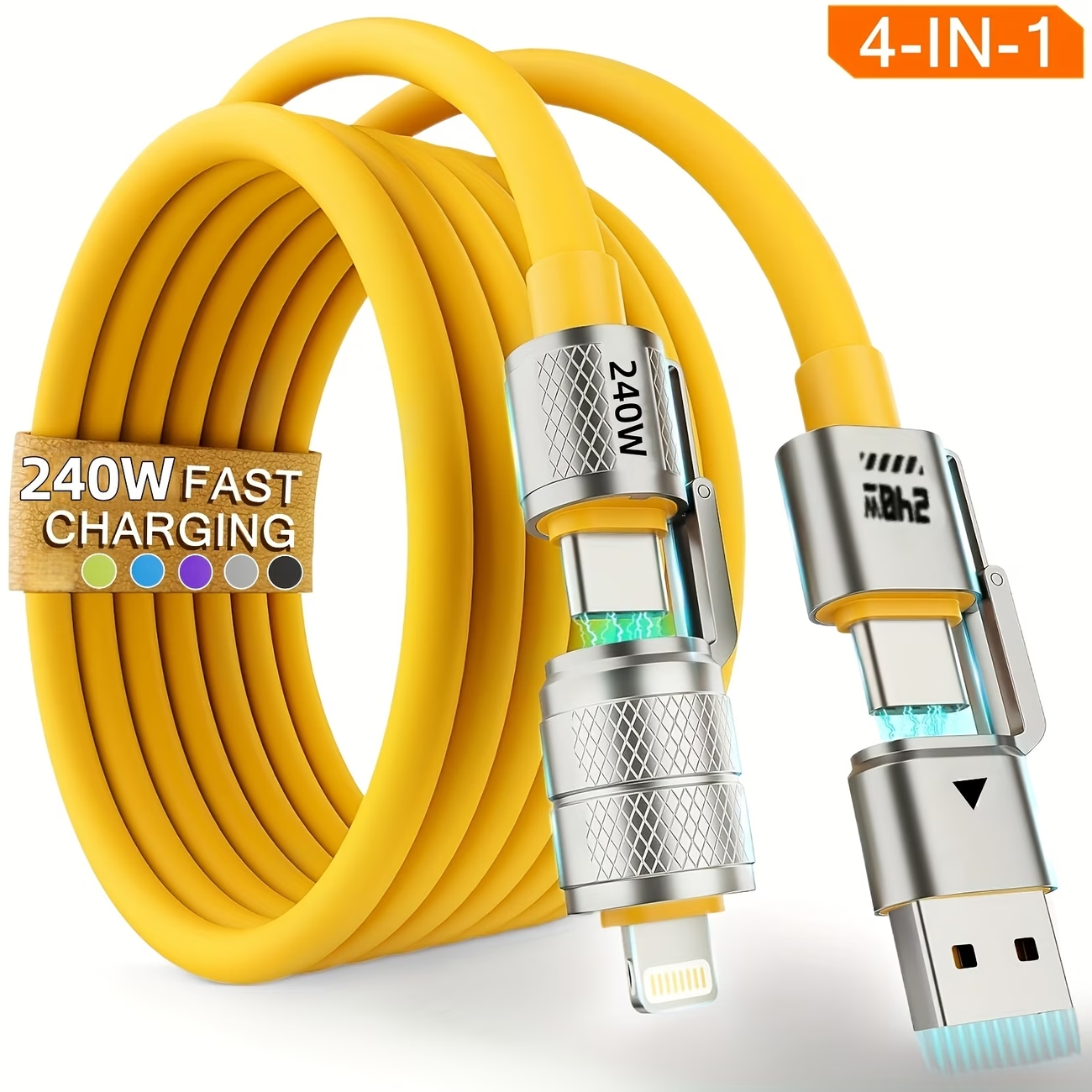 240W 4-in-1 USB C  Fast Charging Cable iPhone MacBook iPad