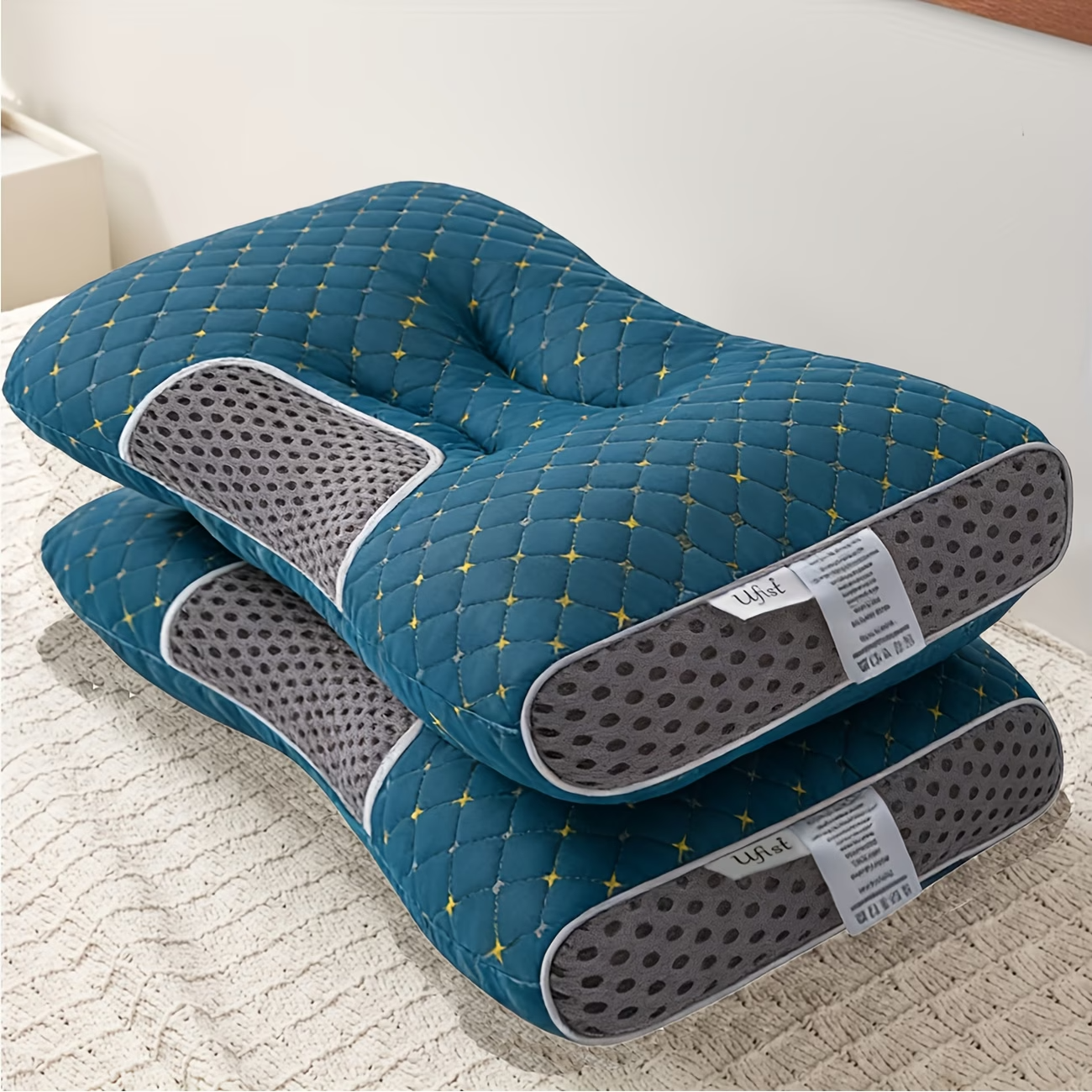 2pcs Adjustable Ergonomic Orthopedic Contour Support Neck Pillows With High-Qual