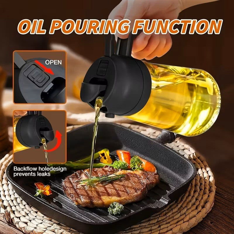 2 in 1 Oil Spray Bottle Pour Dispenser 16oz Kitchen Cooking Tool