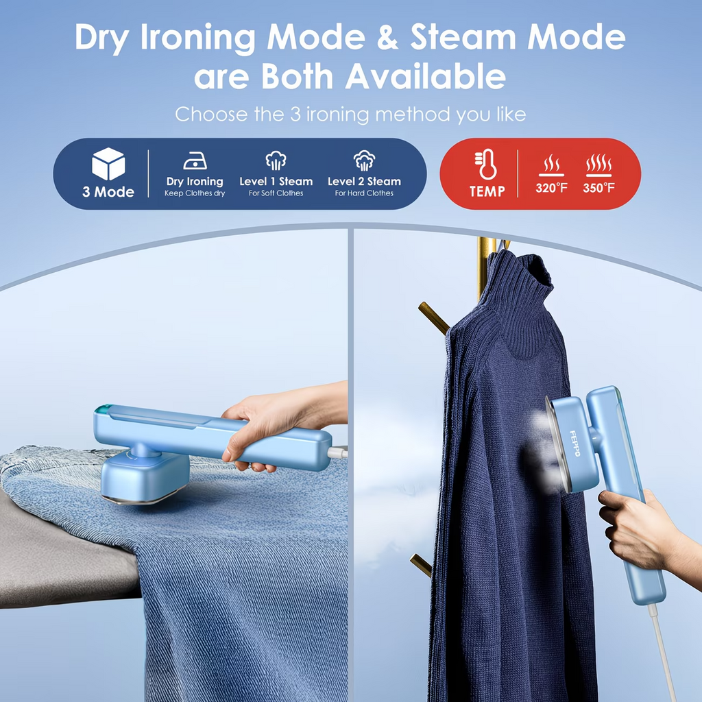 1100W Garment Steamer Portable Steam Iron 20S Fast Heat Travel Home