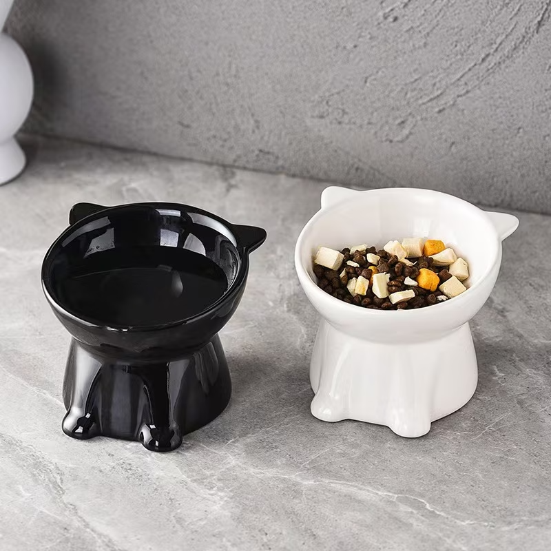 2PCS Elevated Cat Dog Bowls Tilted Pet Feeding Set Non Slip Raised Dish