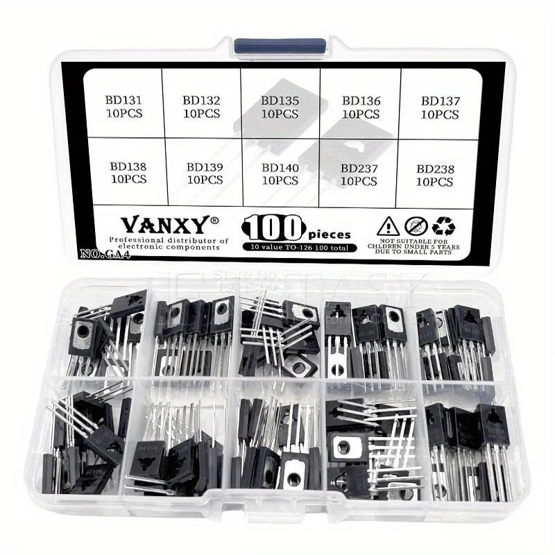 100PCS TO-126 Power Transistor Kit BD131-140 BD237 BD238 Assorted Set