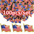100 Pcs American Flag Lapel Pins USA Patriotic Enamel Brooch Badge Bulk Set
