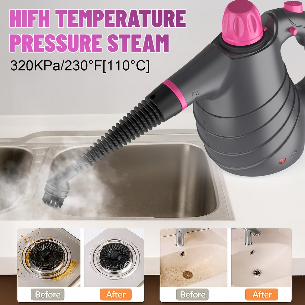 1050W Handheld Steam Cleaner 12PCS Portable Multi Surface w/ Safety Lock