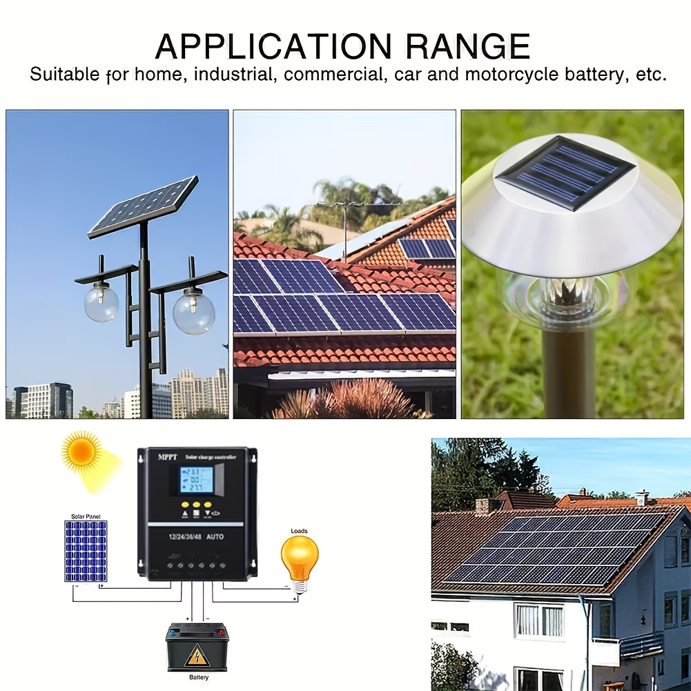 100A MPPT Solar Charge Controller LCD 12V-48V Battery Regulator