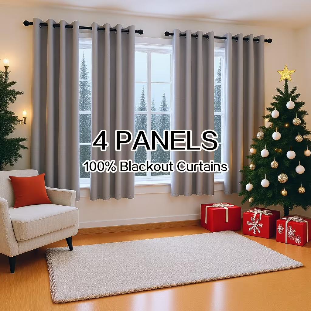 100% Blackout Curtains Thermal Insulated Noise Reducing Window Panels