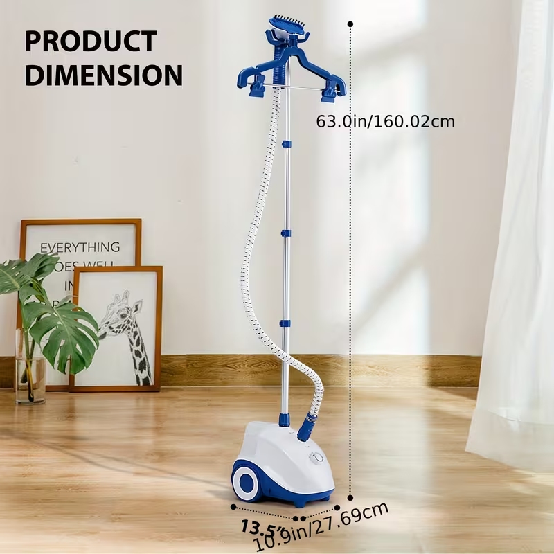1500W Garment Steamer Vertical Rolling Clothes Steamer 60min Tank Fast Heat Comm