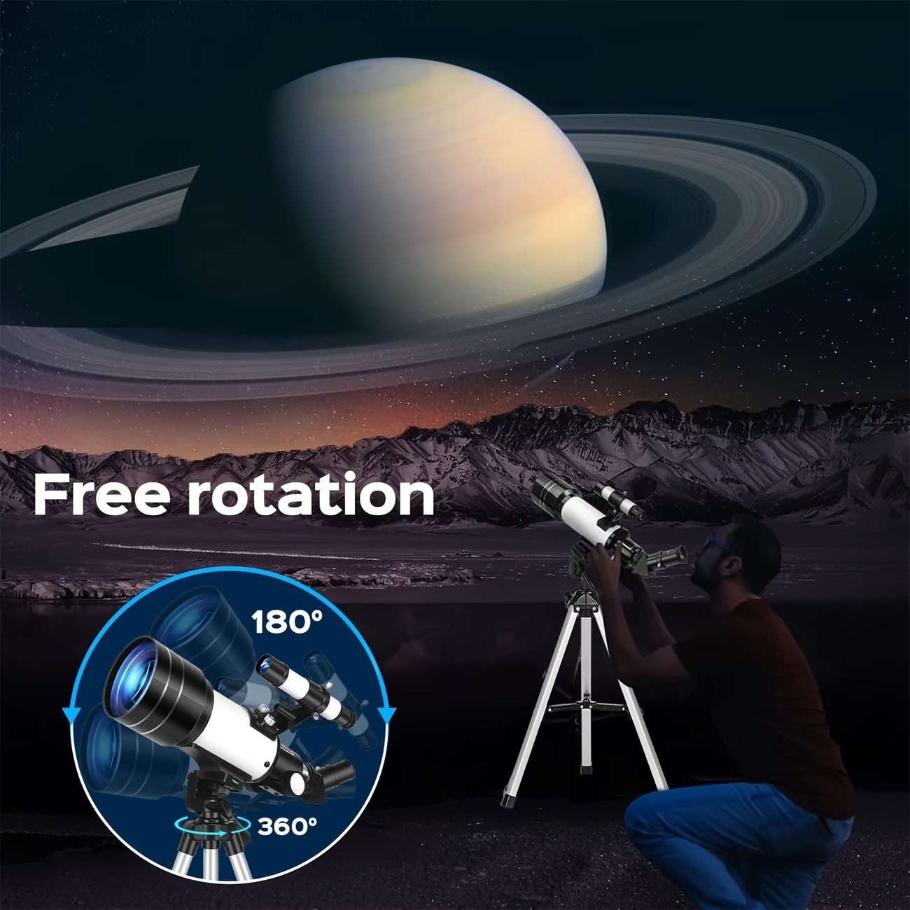 150X Astronomical Telescope 70mm Aperture with Tripod Phone Holder