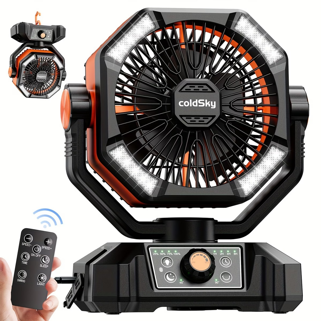 20000mAh Camping Fan Battery Powered Portable Fan LED Lantern Remote