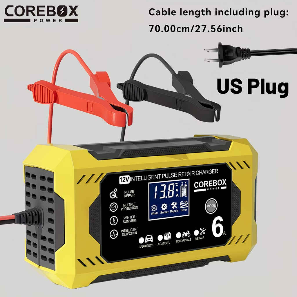 12V Smart Battery Charger 6A LCD Trickle Maintainer Car Motorcycle