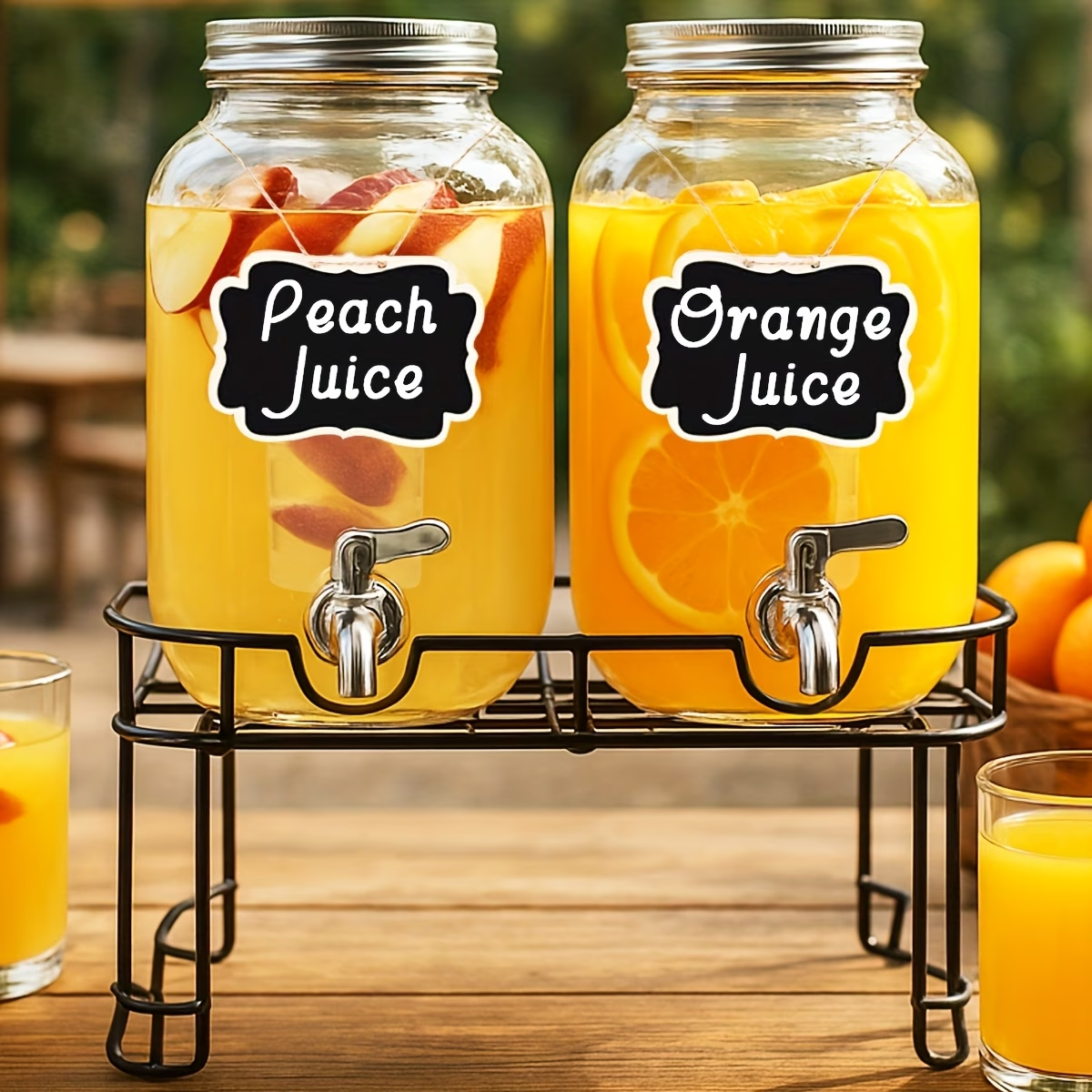 2 Pack Glass Drink Dispenser w/ Stand Spigot Fruit Infuser 1 Gallon