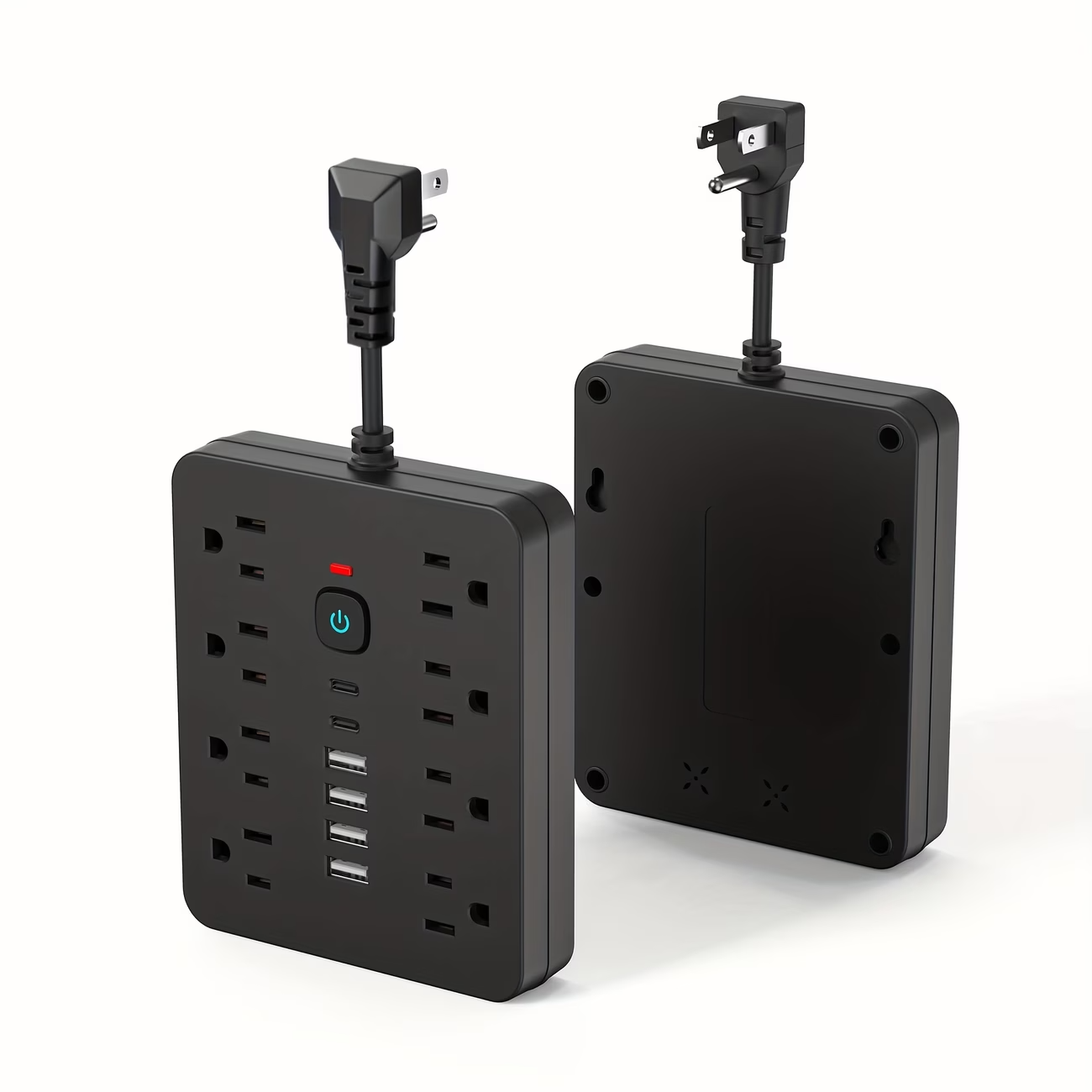 14 in 1 Power Strip Surge Protector 8 Outlets 4 USB 2 Type C Flat Plug